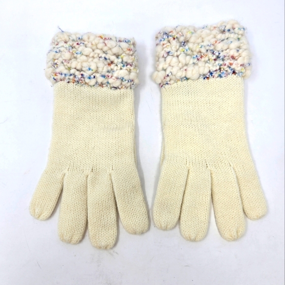 VINTAGE LIZ CLAIBORNE CREAM WOOL BLEND GLOVES BOULCE CONFETTI CUFFS WOMEN OS - Picture 1 of 11
